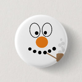 Funny Cartoon Snowman Face Weihnachten Button