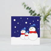 Funny Cartoon Snowman Feiertagskarte (Stehend Vorderseite)