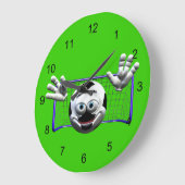 Funny Cartoon Soccer Ball Große Wanduhr (Winkel)
