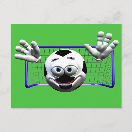 Funny Cartoon Soccer Ball Postkarte (Vorderseite)