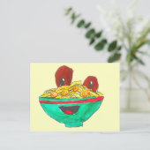 Funny Cartoon Spaghetti Fleischbällchen Kunst Postkarte (Stehend Vorderseite)