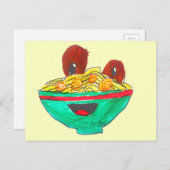 Funny Cartoon Spaghetti Fleischbällchen Kunst Postkarte (Vorne/Hinten)