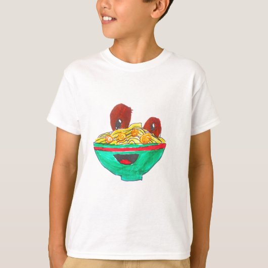 Funny Cartoon Spaghetti Fleischbällchen Kunst T-Shirt (Vorderseite)