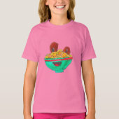 Funny Cartoon Spaghetti Fleischbällchen Kunst T-Shirt (Vorderseite)