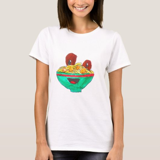 Funny Cartoon Spaghetti Fleischbällchen Kunst T-Shirt (Vorderseite)