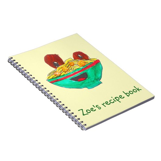 Funny Cartoon Spaghetti Kochbuch Kunst Notizblock (Rechte Seite)