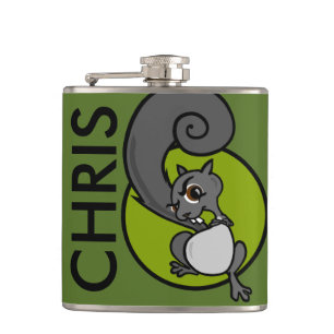FUNNY CARTOON SQUIRREL VINYL WRAPPY FLASK FLACHMANN