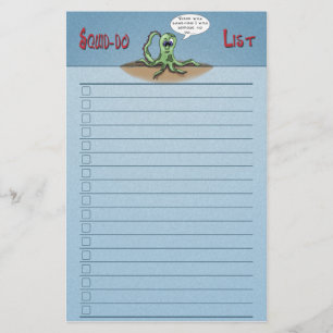 Funny Cartoon Stationery: Tintenfisch-do-Liste Kar