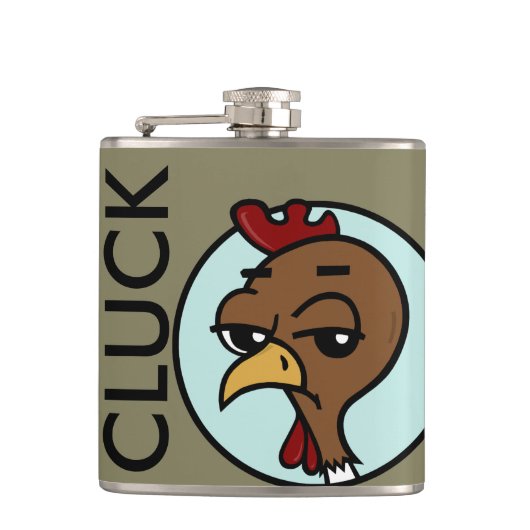 FUNNY CARTOON STILE CHICKEN VINYL WRAPPY FLASK FLACHMANN (Vorderseite)