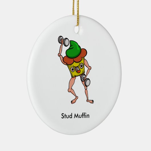 Funny Cartoon Stud Muffin Workout Keramikornament (Rechts)