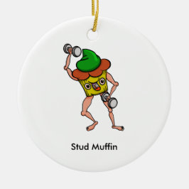 Funny Cartoon Stud Muffin Workout Keramikornament