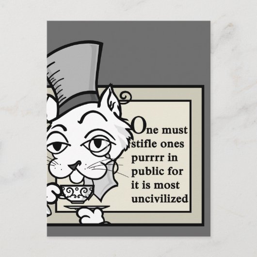 FUNNY CARTOON STYLE CAT MIT TOP HAT POSTCARD POSTKARTE (Vorderseite)