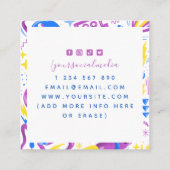 Funny Cartoon Style Illustration Graphic Designer Quadratische Visitenkarte (Rückseite)