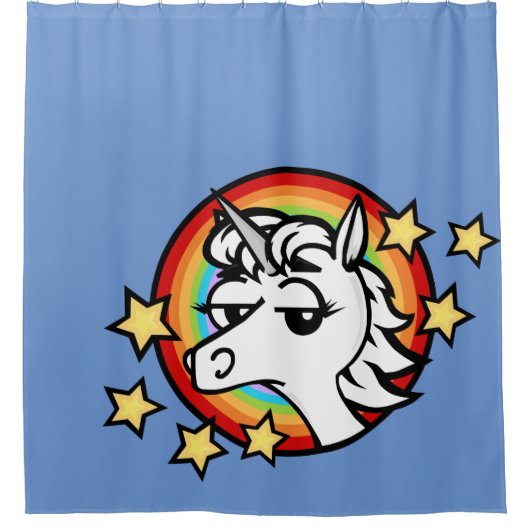 FUNNY CARTOON STYLE UNICORN SHOWER CURTAN DUSCHVORHANG (Vorderseite)