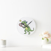 Funny Cartoon T-Rex Playing Tennis Dinosaur Runde Wanduhr (Zuhause)