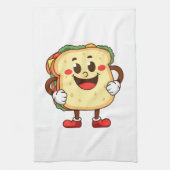 Funny Cartoon Toast Character Illustration Geschirrtuch (Vertikal)