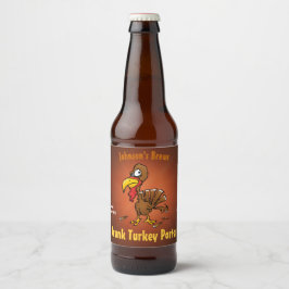Funny Cartoon Turkey Homebrew Bierflaschenetikett