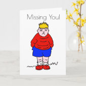 Funny Cartoon Vermisst Sie Sad Boy Karte (Gelbe Blume)