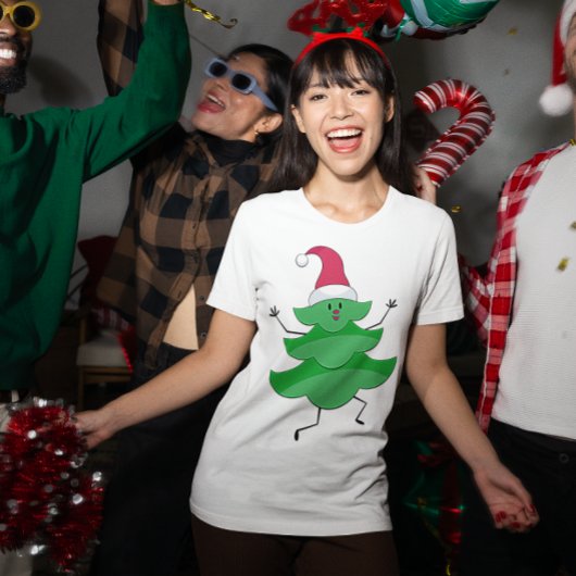 Funny Cartoon Weihnachtsbaum, Weihnachtsmannmütze  T-Shirt
