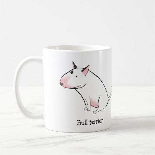 Funny Cartoon White Bulle Terrier Kaffeetasse (Links)