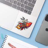 Funny Cartoon Wolf on Rocket Sticker - Retro Acme  (Laptop mit iPhone)