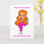 Funny Cartoon Woman Drink Gin Redhead Geburtstag Karte (Gelbe Blume)