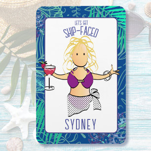 Funny Cartoon Woman Tropical Beach Cruise Door Magnet