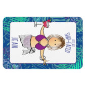 Funny Cartoon Woman Tropical Beach Cruise Door Magnet (Horizontal)