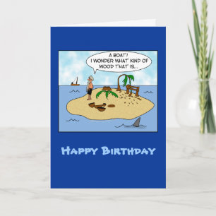 Funny Cartoon Woodturner auf Desised Island Karte