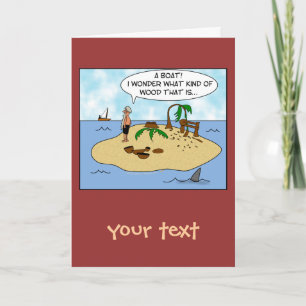 Funny Cartoon Woodturner auf Desised Island Karte