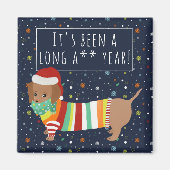 Funny Cartoon Wurst Hund Long Year Christmas 2021 Magnet (Vorne)