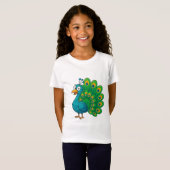 Funny Cartoons Peacock mit farbenprächtigem Schwan T-Shirt (Vorne ganz)