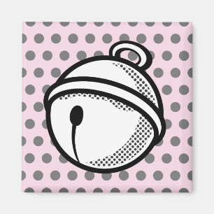 Funny Cartoons Pink Schwarz-weiß Cat Bell Pop Kuns Magnet