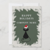 Funny Cartoons Santa Cat Feiertagsparty Einladung (Rückseite)