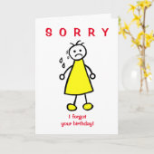 Funny Cartoons Sorry vergessen Belated Birthday Karte (Gelbe Blume)