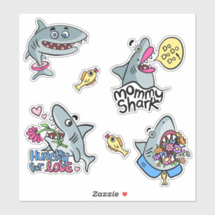 Funny Cartoony Sharks Sticker Pack