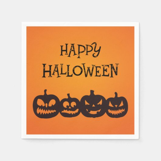 Funny Carved Halloween Pumpkin Quartett Serviette (Vorderseite)