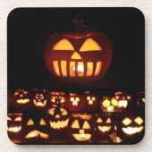 Funny Carved Pumpkins Jack O'Lantern Halloween Getränkeuntersetzer (Vorderseite)