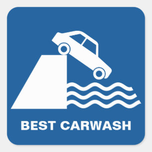 Funny Carwash Sign Quadratischer Aufkleber