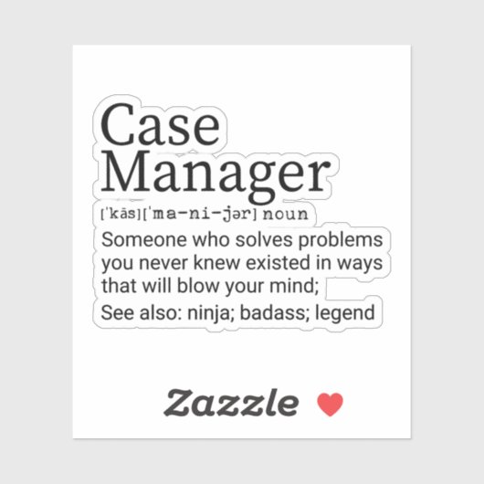 Funny Case Manager - Definition Aufkleber (Blatt)