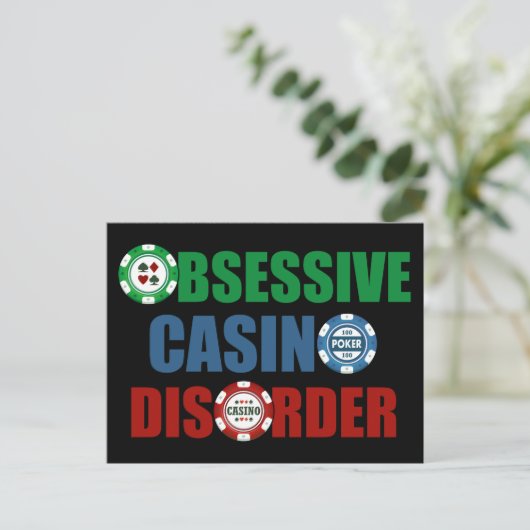 Funny Casino Addict Gambling Poker Chips Postkarte (Stehend Vorderseite)