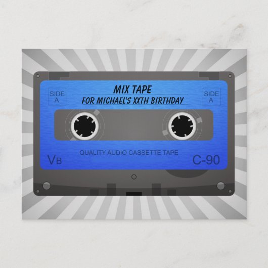 Funny Cassette Tape Geburtstag Einladungspostkarte (Vorderseite)
