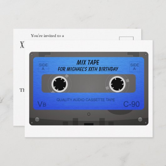 Funny Cassette Tape Geburtstag Einladungspostkarte (Vorne/Hinten)
