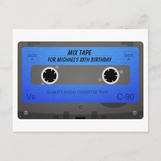 Funny Cassette Tape Geburtstag Einladungspostkarte (Vorderseite)