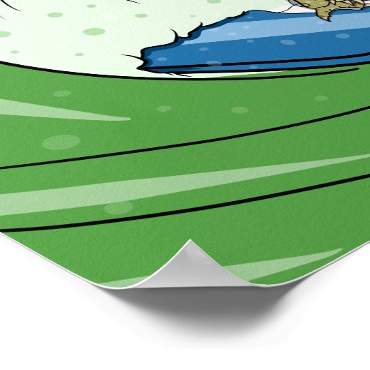 Funny Cassowary Surfing Poster (Ecke)