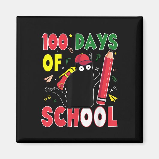 Funny Cat 100 Days of School Kitten Stift 100th D Magnet (Vorne)