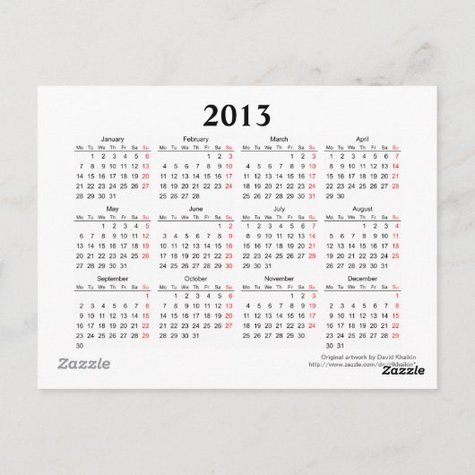 Funny Cat 2013 Kalender Postkarte (Rückseite)