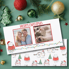 Funny Cat 2 Photo Meowy Christmas Custom Feiertagskarte