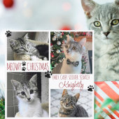 Funny Cat 4 Foto Paw Prints MEOWY CHRISTMAS Card Karte