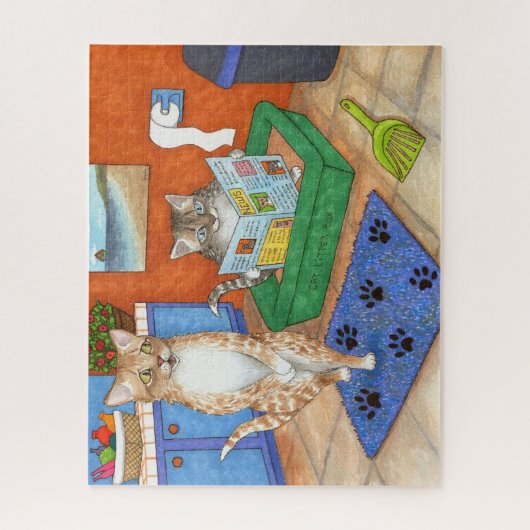 Funny Cat 538 Badezimmer Kunst Puzzle (Vertikal)